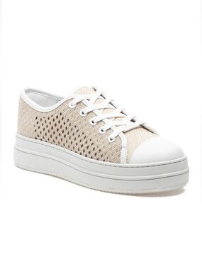 J/Slides NYC Natasha Platform Sneaker in Nude Crochet Size 10